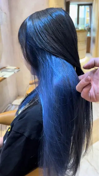 セミロング ブリーチなしダブル カラー縮毛矯正　下野のヘアスタイル