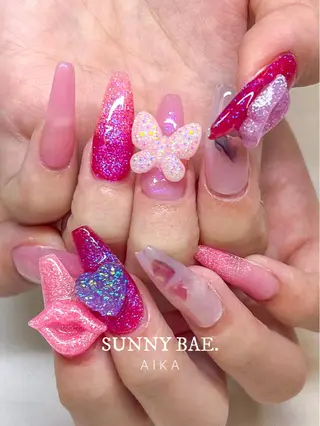 ロング ネイル SUNNY BAE.所属・Made By AIKAのネイルデザイン