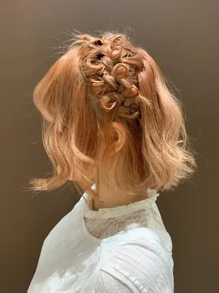 ショート ヘアアレンジ きむえり/髪質改善 /セット/カラーのヘアスタイル