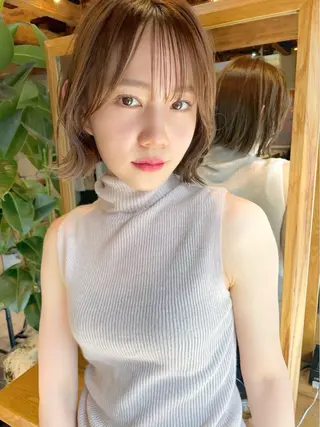 ショート カラー 結べるレイヤーボブ くびれLady表参道のヘアスタイル