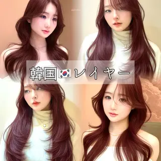 ロング 縮毛矯正/レイヤー 韓国/顔まわり/夢音のヘアスタイル