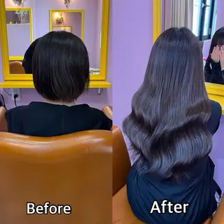 ロング シール＋ちび編み込み エクステ梅田🐨のヘアスタイル