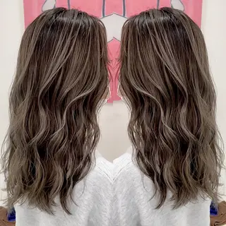 ミディアム カラー 縮毛/レイヤー 韓国/橋口のヘアスタイル