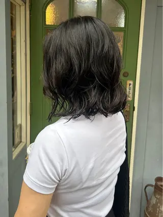 ミディアム パーマ 清水千優/パーマ/透 明感カラー/メンズのヘアスタイル