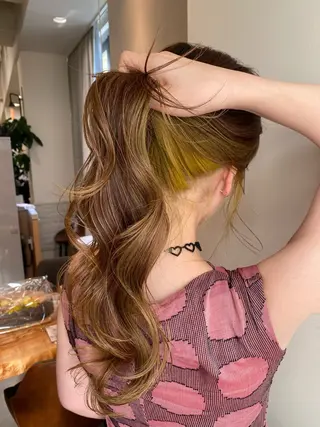 ロング カラー パーマ ヘアアレンジ メンズ 銀座/前髪顔まわり/ 透明感カラー/danのヘアスタイル