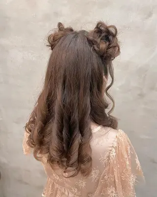 ロング ヘアアレンジ 【ピンク/韓国ヘア/ ヘアセット】亜海のヘアスタイル