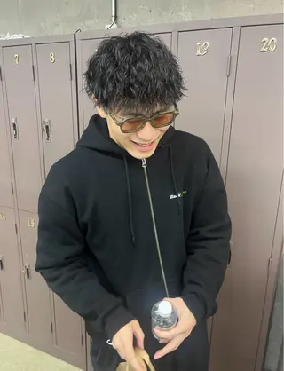 ショート パーマ メンズ ナガノリノ /ボブ/ ベージュ/暖色のヘアスタイル