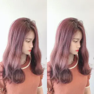 セミロング カラー 似合わせ/ブリーチ カラー.岡田友仁のヘアスタイル