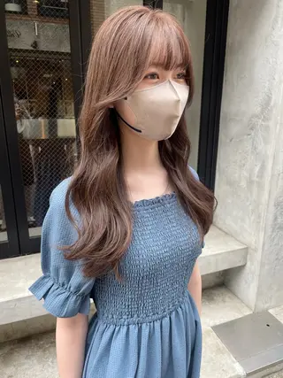 ロング カラー 🩰オリーブ/ ベージュ松本咲花🩰のヘアスタイル