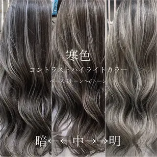 セミロング カラー 松井那津子 /ハイライトブリーチのヘアスタイル