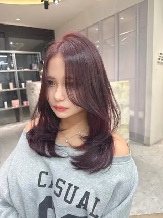 ミディアム カラー shion 透明感カラーのヘアスタイル