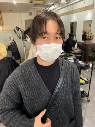 ショート カラー 森貴裕/ベージュ/ パーマ/オリーブのヘアスタイル