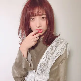 ミディアム カラー 店長/mao/ 前髪/顔周りカットのヘアスタイル