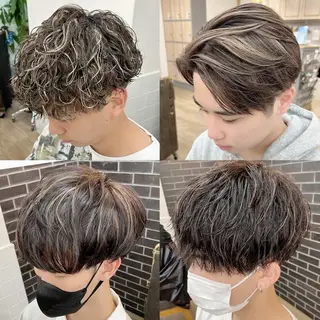 カラー パーマ メンズ 🤎ベージュカラー 🐶メンズパーマのヘアスタイル