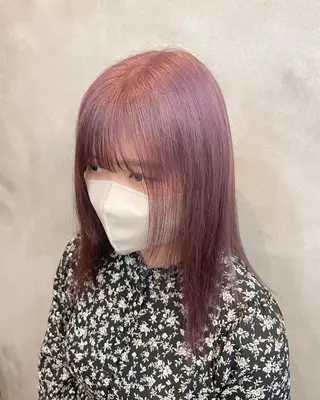セミロング カラー ヘアアレンジ 【ピンク/韓国ヘア/ ヘアセット】亜海のヘアスタイル