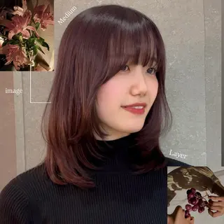 ミディアム カラー 暖色ショート/ボブ "マリン"𓂃🫧のヘアスタイル