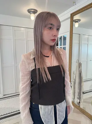 カラー ブリーチカラー🎀 韓国風/寺門美優のヘアスタイル