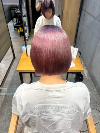 ショート カラー ヒマワリ/ 艶カラー/髪質改善のヘアスタイル