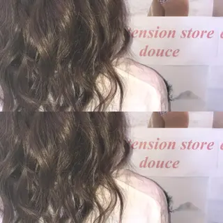 セミロング カラー パーマ ヘアアレンジ 大阪レミーエクステ チビ編み込みのヘアスタイル