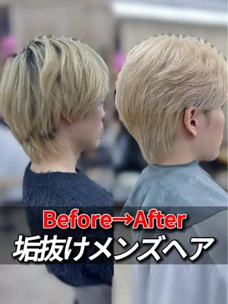 ショート カラー メンズ k.e.y銀座店所属・安藤幹人 メンズカット/パーマのヘアスタイル