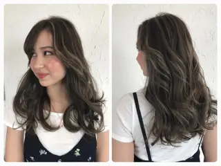 ミディアム カラー パーマ ヘアアレンジ 美容室 ソンリエのヘアスタイル