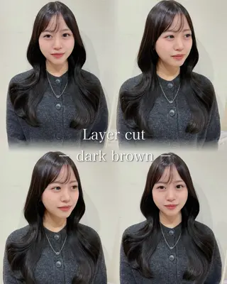 セミロング カラー 似合わせレイヤーカッ ト🩶瀧本美咲のヘアスタイル