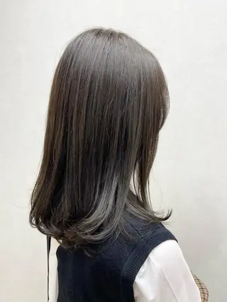 ミディアム カラー コテ巻き風パーマ★ はるさんのヘアスタイル