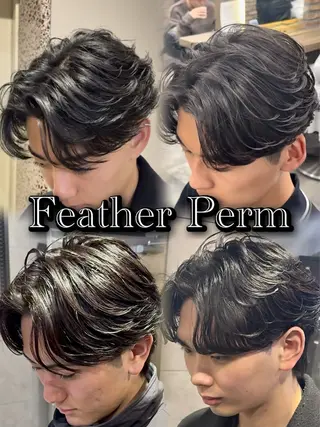 パーマ メンズ センターパート/フェ ザー🔥SHUYAのヘアスタイル