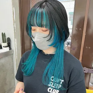 ロング カラー TOMOYAレイヤー ブリーチ縮毛矯正のヘアスタイル