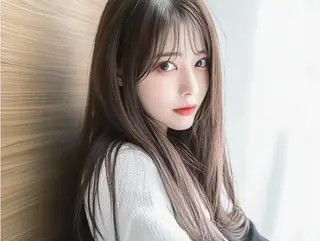 カラー 韓国ヘア/ブリーチ無 しWカラー/オリーブのヘアスタイル