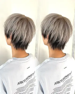 ショート カラー メンズ 小顔カット/透明感 カラー/美髪矯正🫧のヘアスタイル