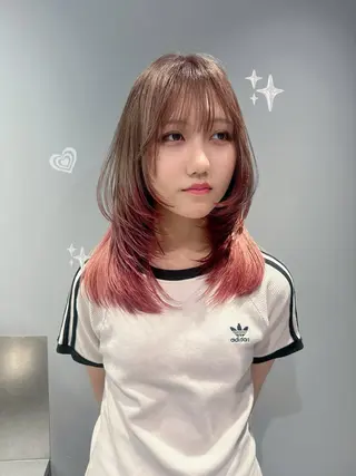 ミディアム カラー 艶 ケアブリーチ 🎀🩵RISAのヘアスタイル