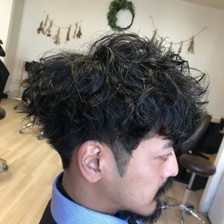 ショート カラー パーマ ヘアアレンジ メンズ 【ツヤ髪美容師】 ツダケイスケのヘアスタイル