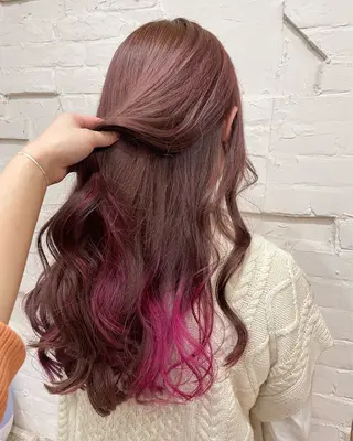 ロング カラー 【ピンク/韓国ヘア/ ヘアセット】亜海のヘアスタイル