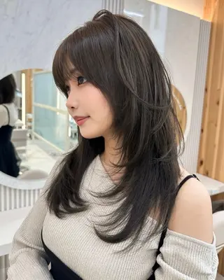 ミディアム カラー 顔周り特化/韓国ヘア /レイヤー/吉野幸大のヘアスタイル