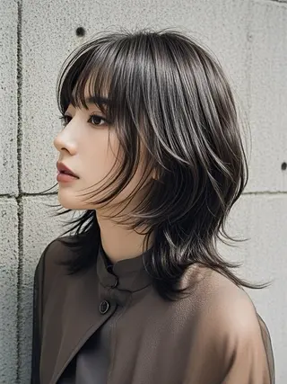 ミディアム ウルフカット 811 大阪梅田 ウルフのヘアスタイル