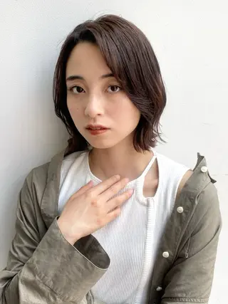 ミディアム カラー saki🌼ボブ× 透明感カラー🌼のヘアスタイル