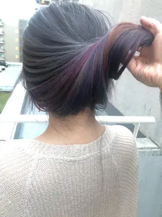 セミロング カラー ブリーチカラー🌈 石垣翔太のヘアスタイル