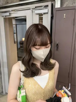 ミディアム カラー パーマ/オリーブ/ 酸性ストレート/ゆなのヘアスタイル