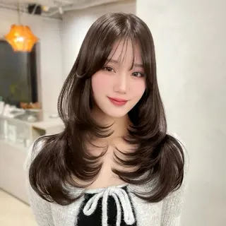 ミディアム カラー モテ韓国ヘア/ レイヤー🤍RIKAのヘアスタイル