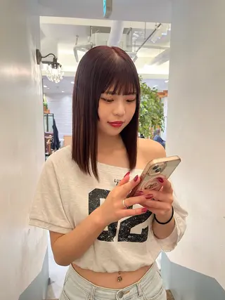 セミロング カラー るな/暖色、 ベージュカラー🎀のヘアスタイル