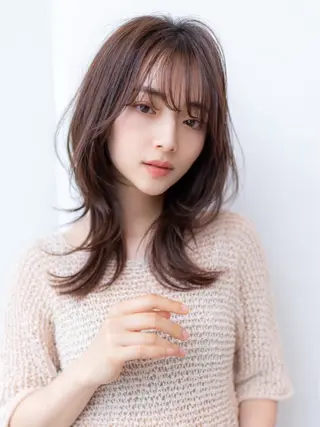 ミディアム カラー 韓国レイヤー🇰🇷 韓国研修◎渋谷カイトのヘアスタイル