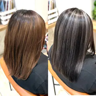 セミロング カラー 💙mai🫧 縮毛矯正・ハイライトのヘアスタイル