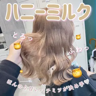 セミロング カラー 韓国ヘア特化💍 tiam💍ブリーチのヘアスタイル