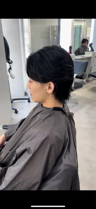 ロング パーマ メンズ 曲がる縮毛矯正 LIBER 岩名のヘアスタイル