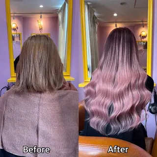 ロング シール＋ちび編み込み エクステ梅田🐨のヘアスタイル