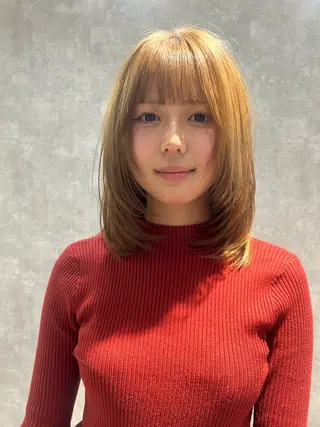 ミディアム 最新ケアカラー 髪質改善YUTOのヘアスタイル