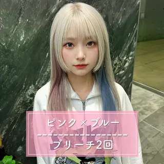 セミロング カラー ダブルカラー特化💍 tiam💍韓国ヘアのヘアスタイル