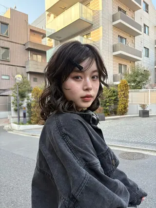 ミディアム パーマ パーマ×透明感カラー MIOのヘアスタイル