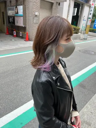 ミディアム カラー リルウヘアー 天王寺のヘアスタイル
